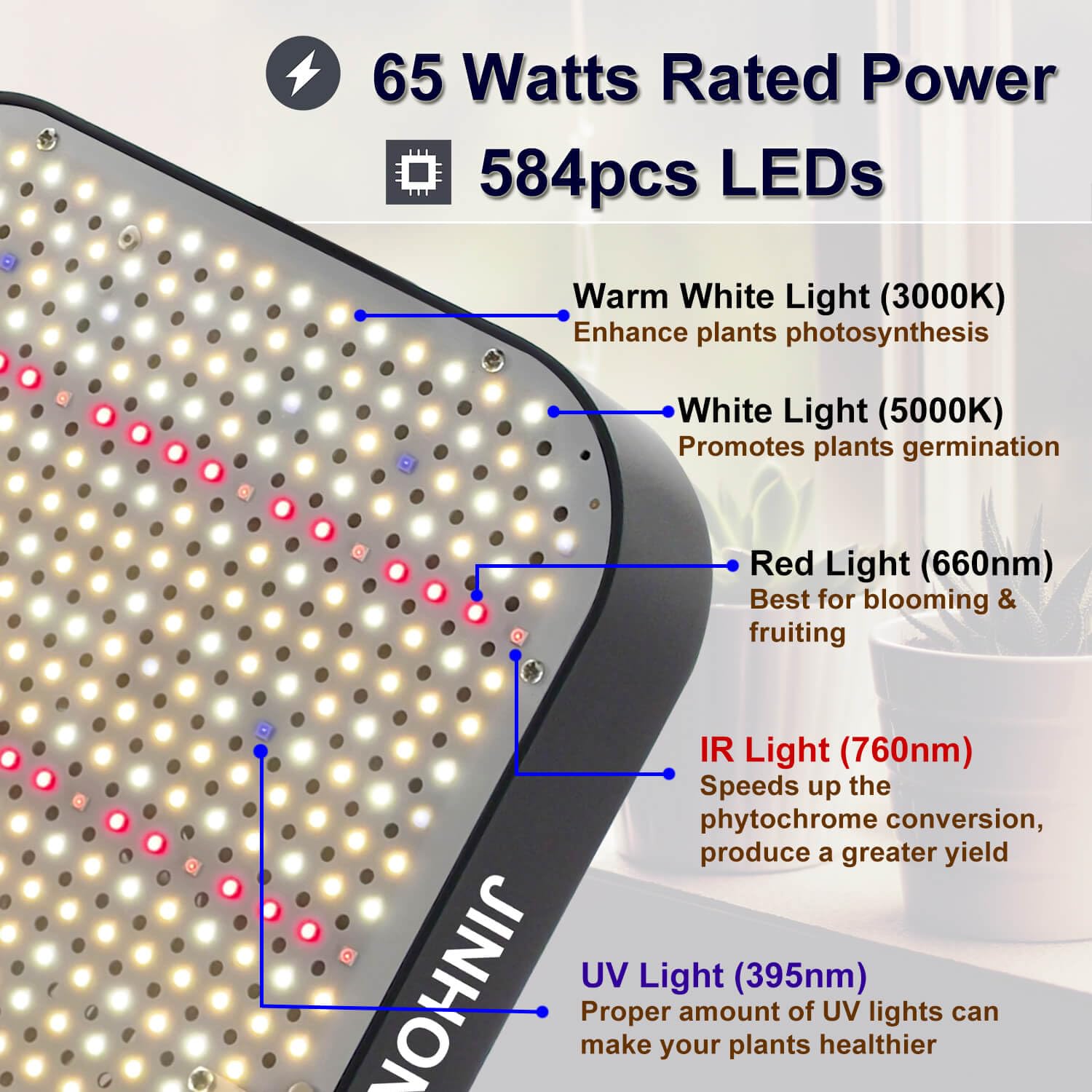 JINHONGTO stepless dimming control allowing growth-stage brightness adjustments