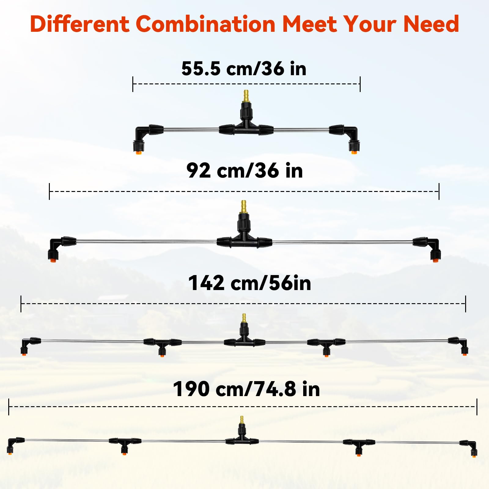 Extendable metel wand reaches 190 cm for large areas