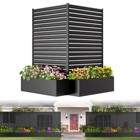 Jinligogo 1-panel no-dig fence with planter box for private patios