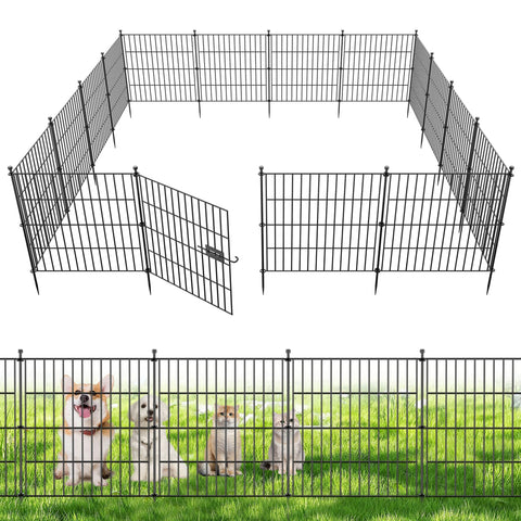 jinligogo 10-panel no-dig fence front view with rustproof metal for durable yard boundary.
