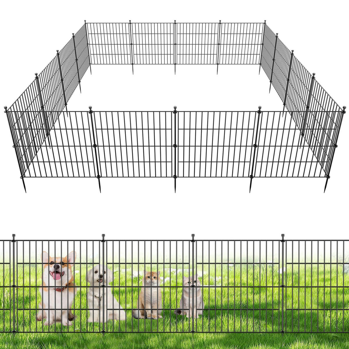 Jinligogo 5-panel no-dig decorative garden fence defining yard borders