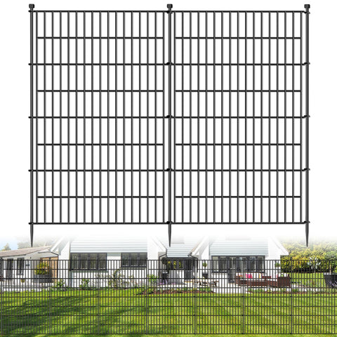 Jinligogo 5-panel no-dig fence front view, decorative spear-top design for yard borders and pet containment.