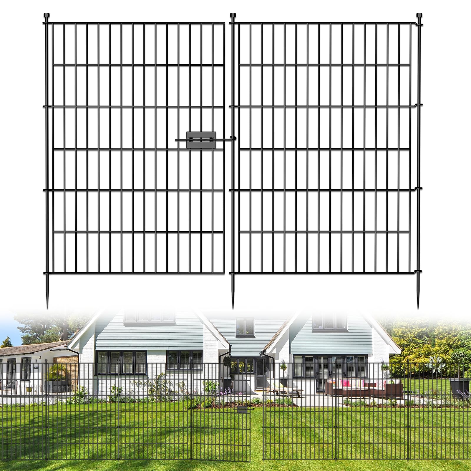 jinligogo 5-panel no-dig fence wide view decorative boundary for yard