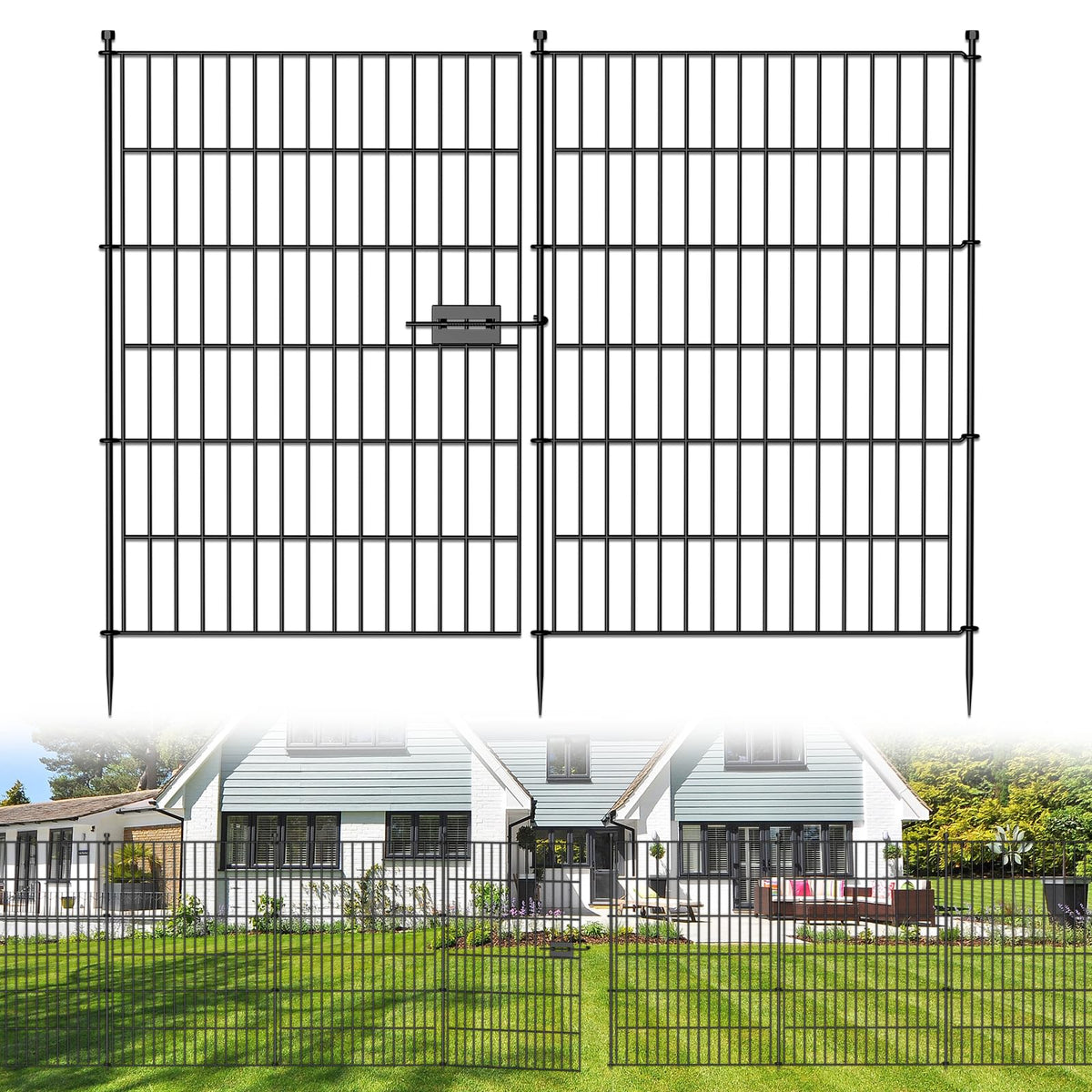 jinligogo 5-panel no-dig fence wide view decorative boundary for yard