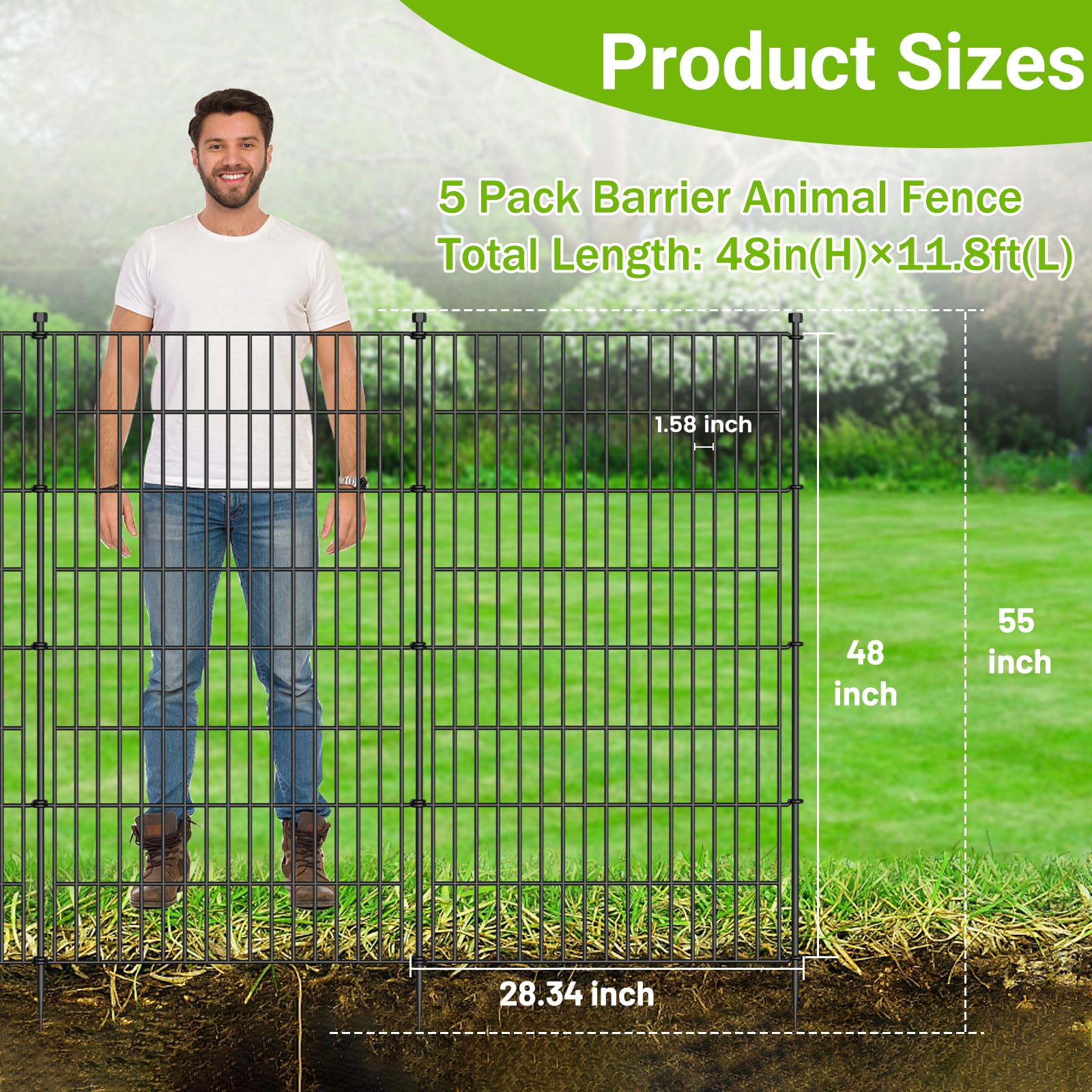 Jinligogo 5-panel no-dig garden fence border detail highlighting rustproof metal