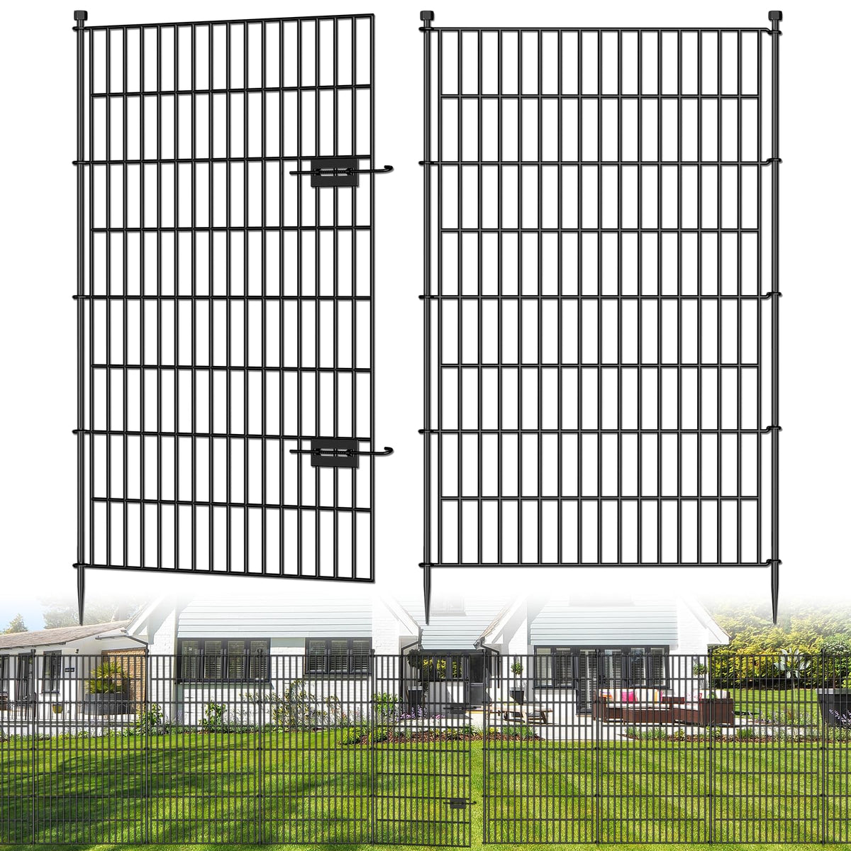 Jinligogo 5-panel no-dig garden fence side view for clear border and easy setup