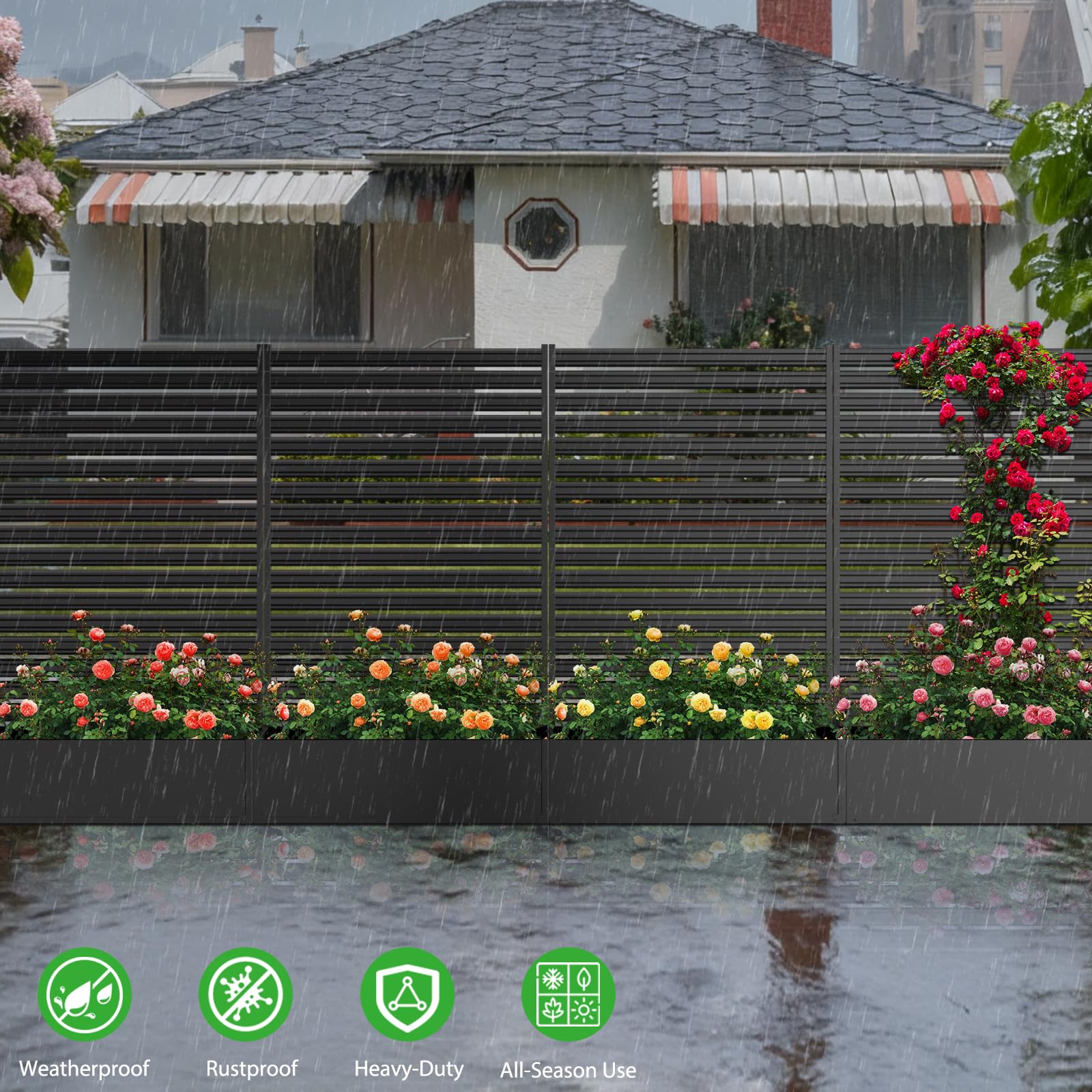 Jinligogo planter screen hides outdoor AC unit neatly