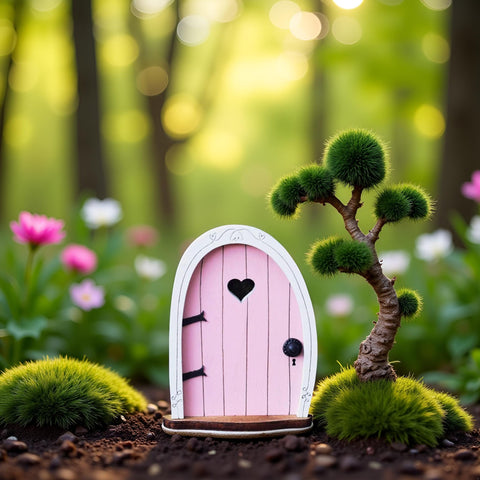 Jinshining Pink Streak fairy door reveals fine 3D detailing.