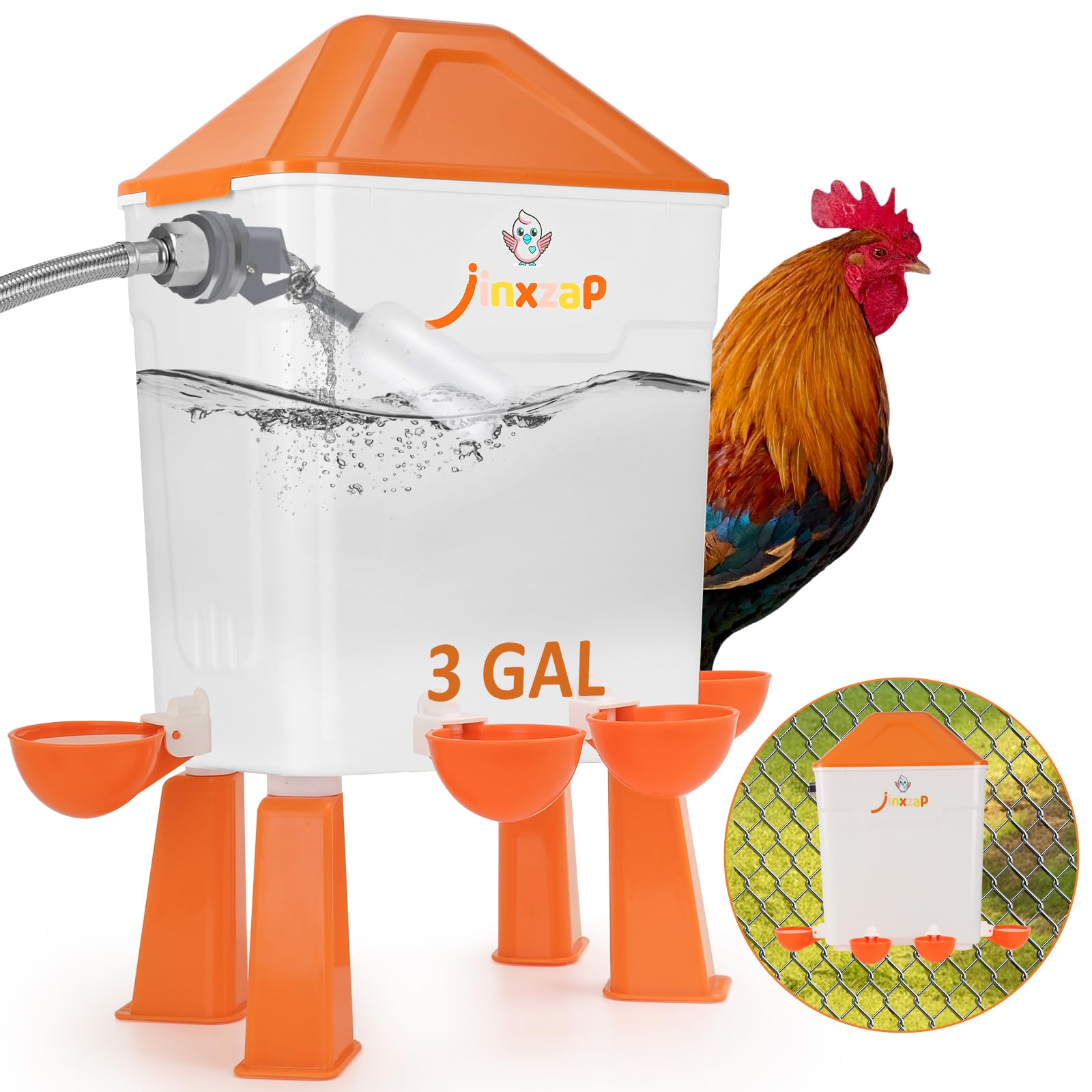 JinxZap 3-Gal Automatic Chicken Waterer ready for steady flock hydration