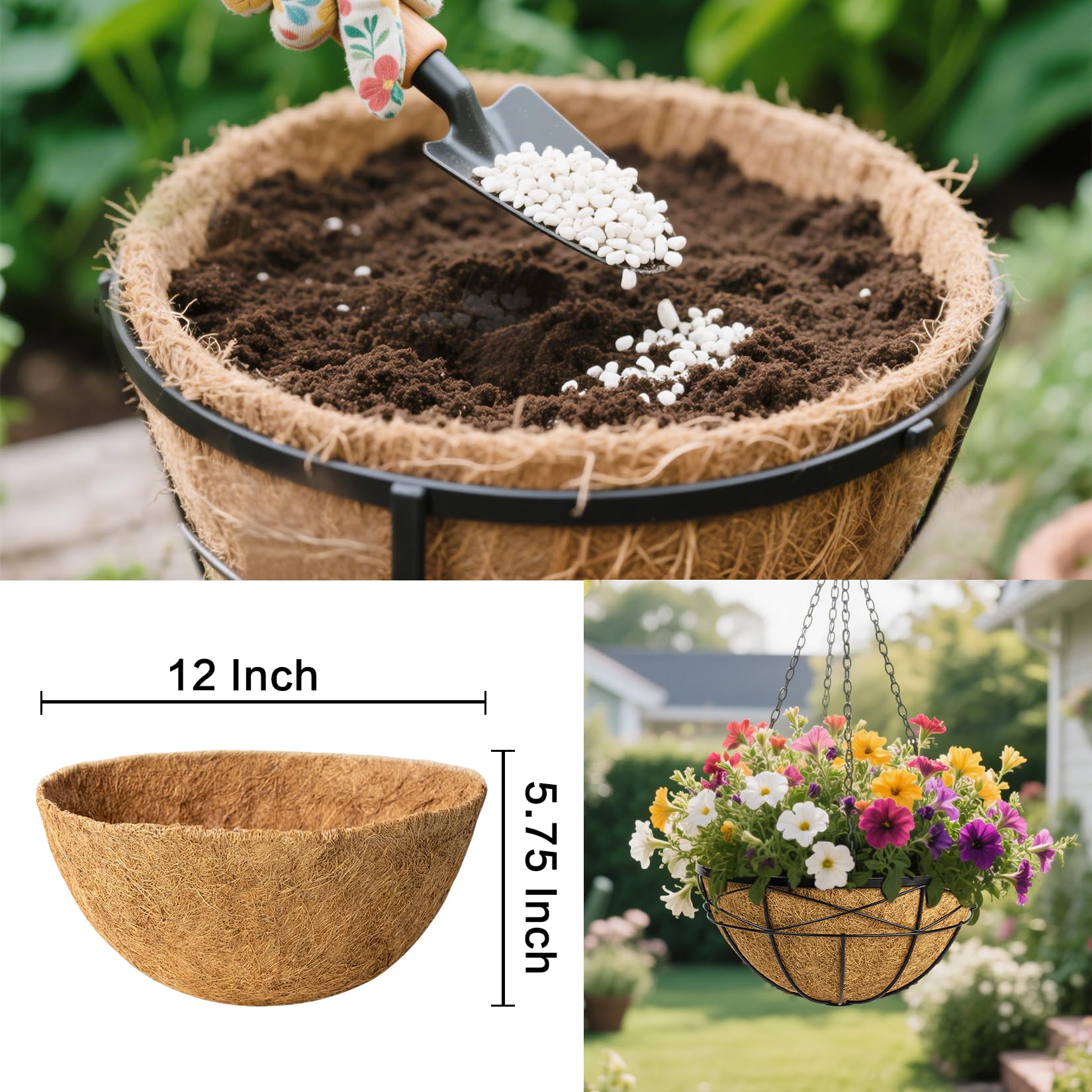 JINYICOCO hanging-basket liner fits standard baskets and boosts moisture balance.