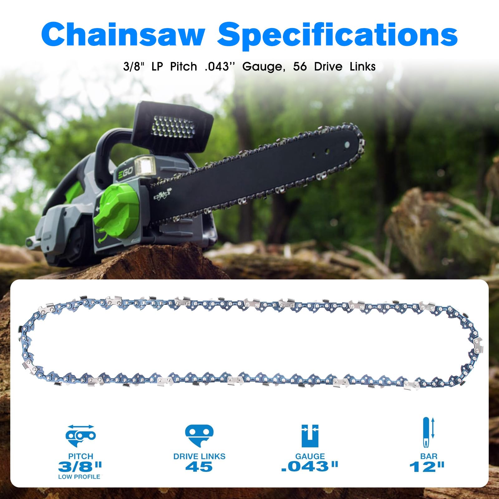 JIOTAR 16-inch chain delivers smooth cutting with reduced friction.