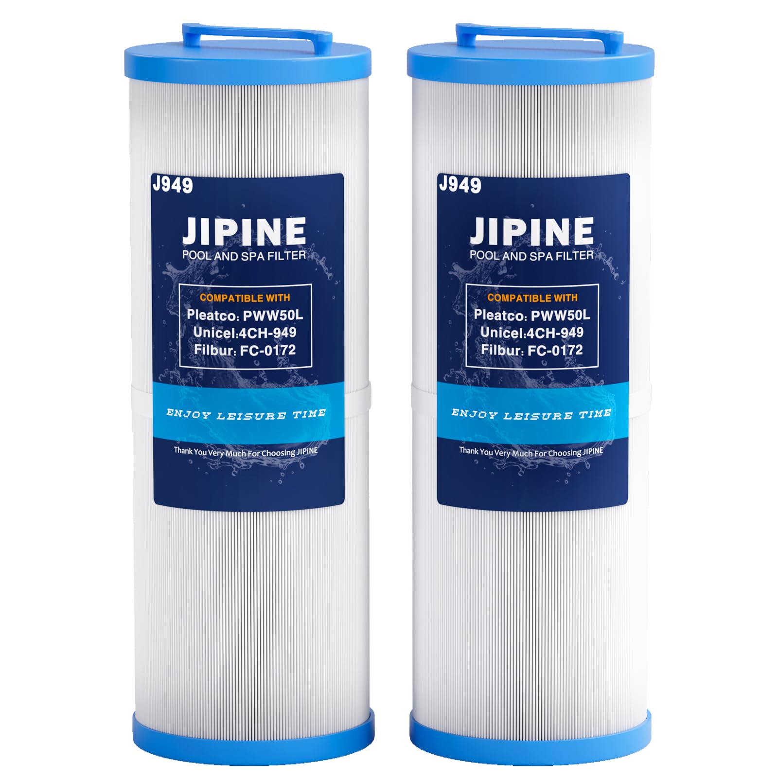 JIPINE 4CH-949 spa filter front view, durable trilobal PET fabric for easy cleaning.
