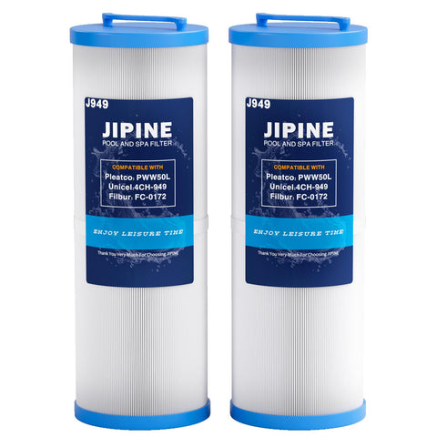 JIPINE 4CH-949 spa filter front view, durable trilobal PET fabric for easy cleaning.