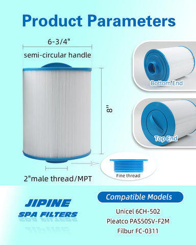 JIPINE PAS50SV spa filter with washable trilobal fabric for easy cleaning
