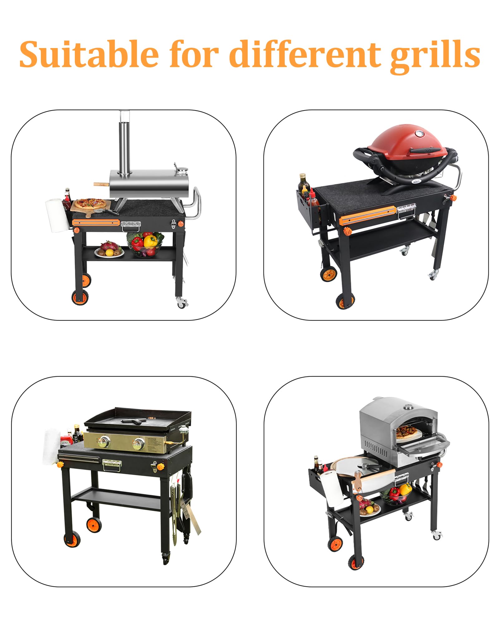 JiRiCHMi 22-inch stand for Blackstone griddle provides stable prep space.