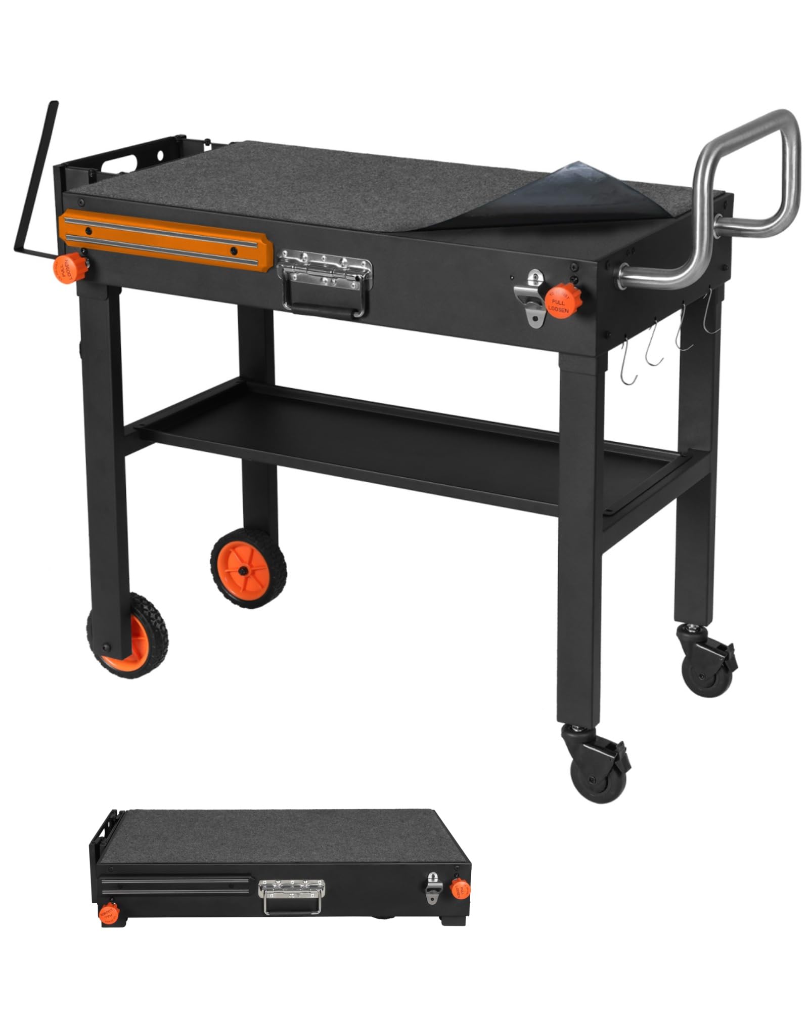 JiRiCHMi grill table folding setup for quick outdoor grilling and easy storage.
