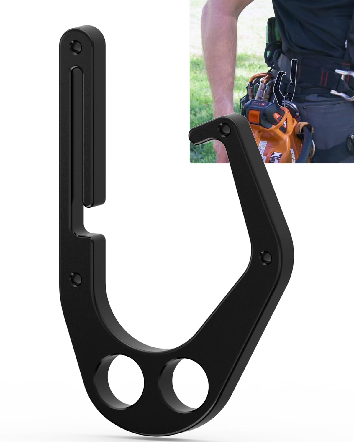 JISHAHS aluminum tree hook enables one-handed operation for quick tool changes during climbs.