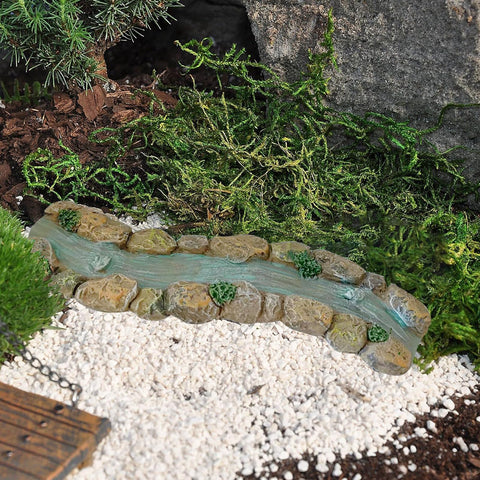 JIUMO miniature river for fairy garden blends with paths and bridges.
