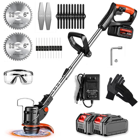 JIUYEKEW cordless weed wacker in action trims yard edges