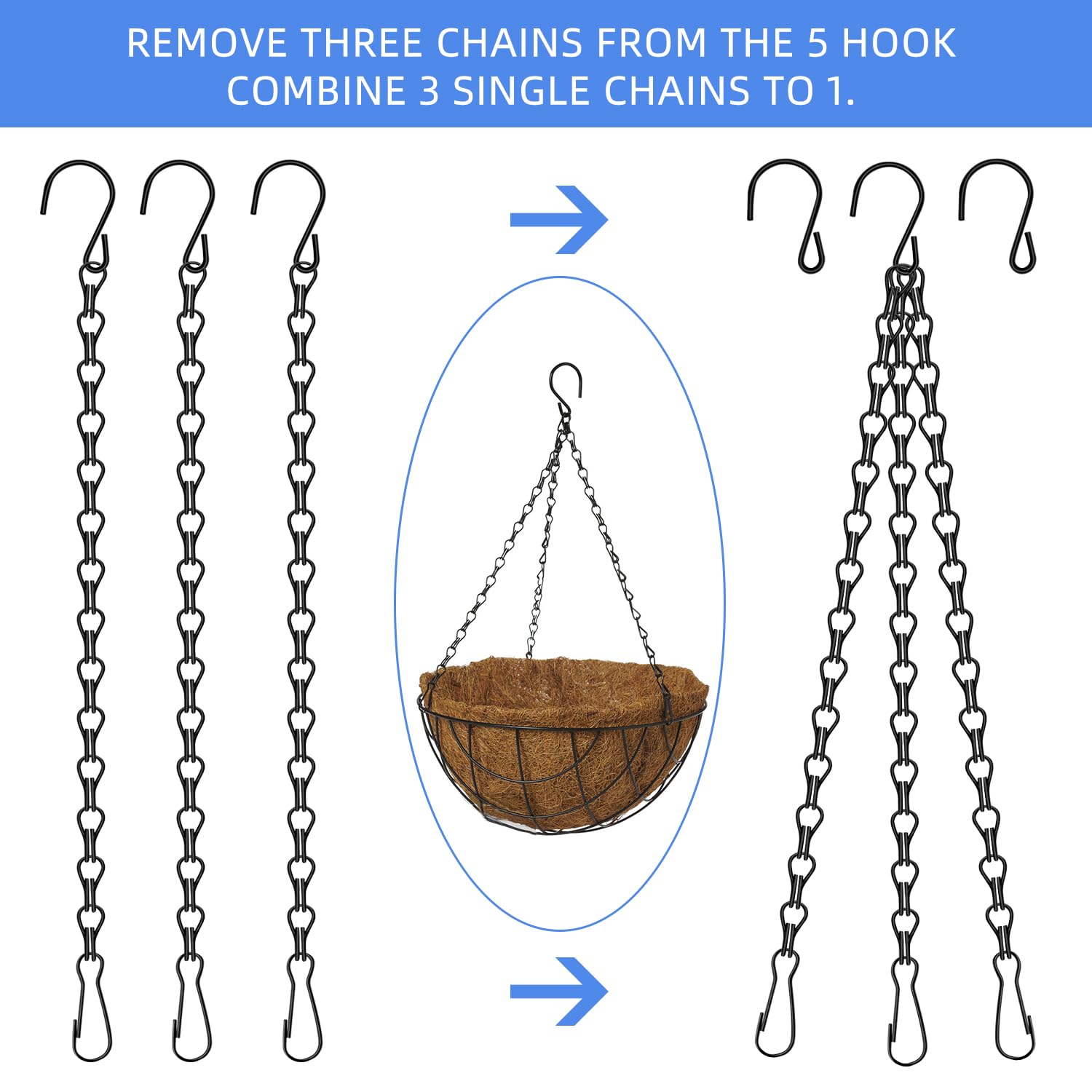 JIUZI planter-basket chain blends with decor while supporting weight