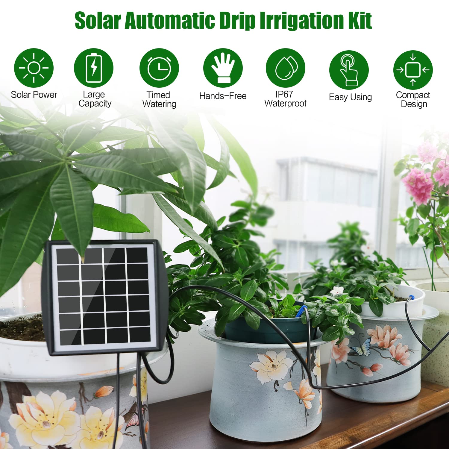 JIYANG solar-powered panel and watering setup ensuring easy maintenance