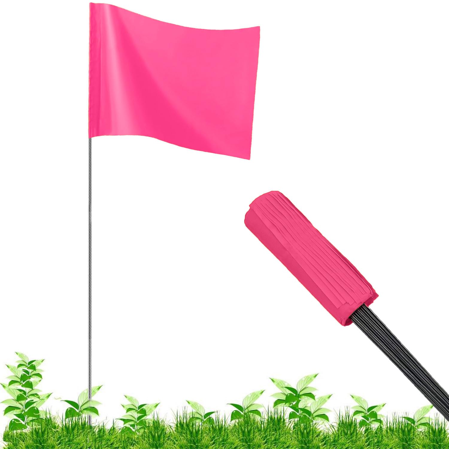 JIZHGRAD pink marking flags improve yard visibility for zone marking