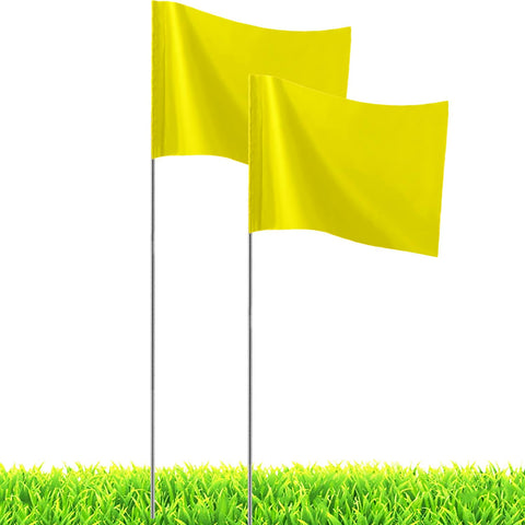JIZHGRAD 20-pack yellow marking flags mark the yard with high visibility for clear boundaries.