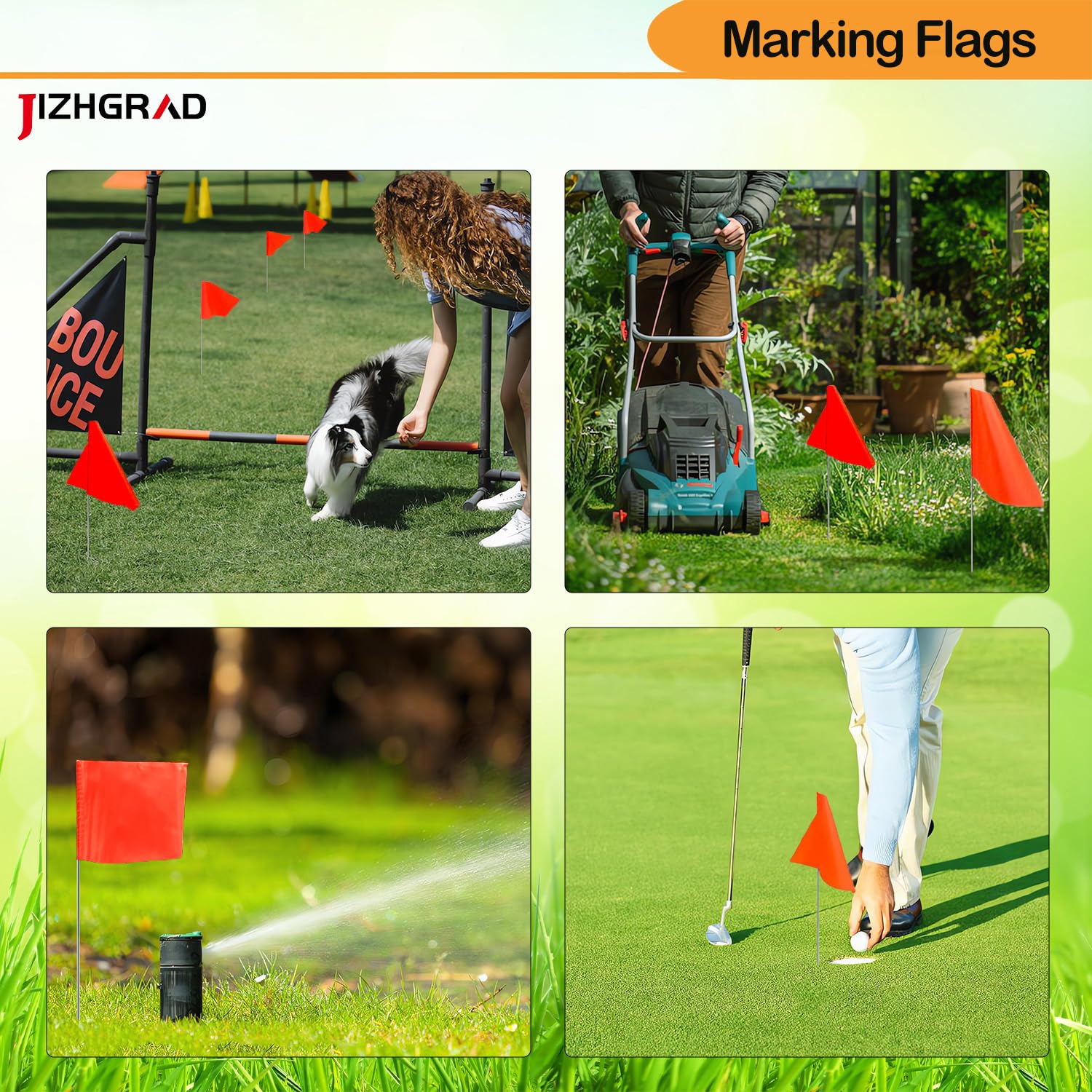 JIZHGRAD family-friendly yard flags for marking boundaries and guiding pets.