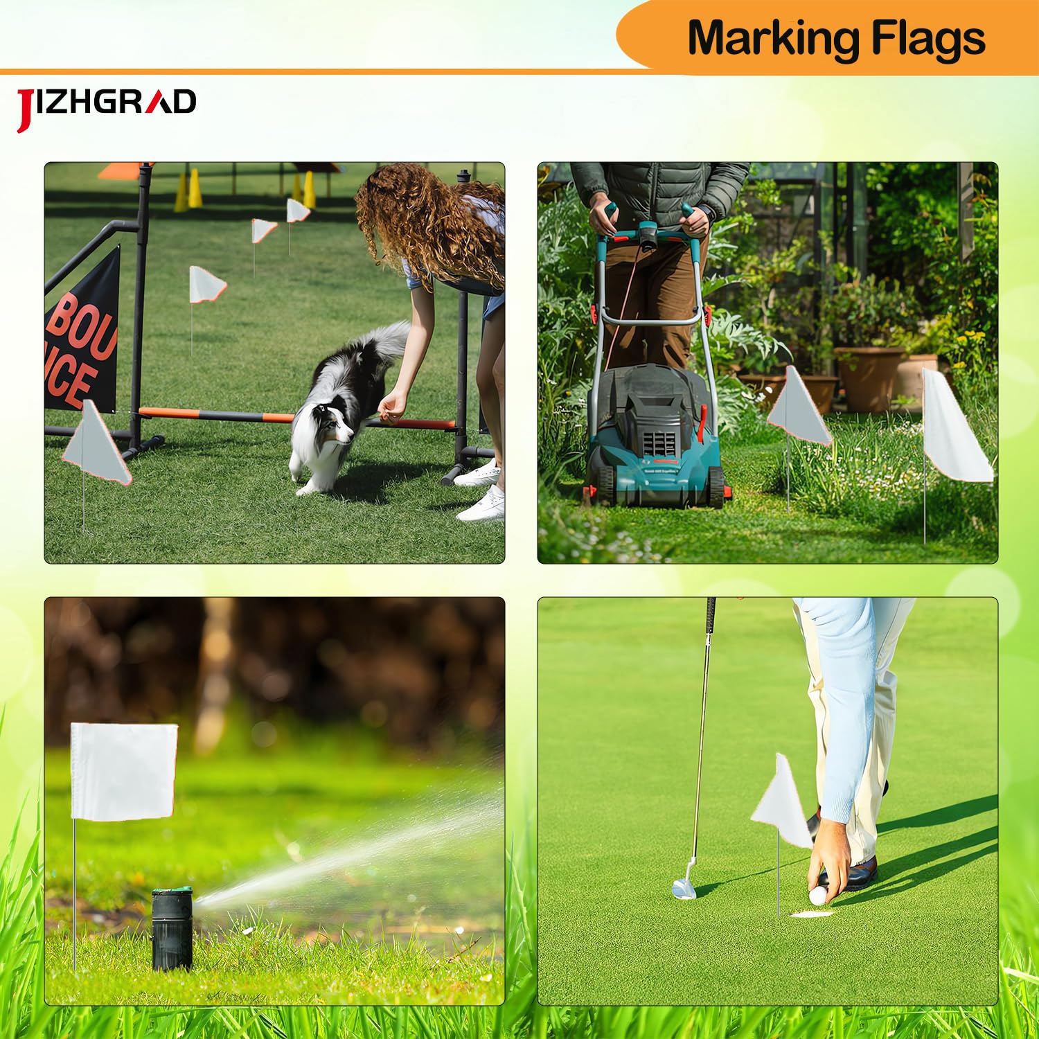 JIZHGRAD family-use yard flag: mark boundaries and teach pets safely.