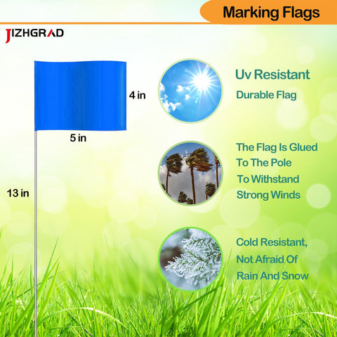 JIZHGRAD marker flags with sturdy poles resist bending for durable outdoor marking