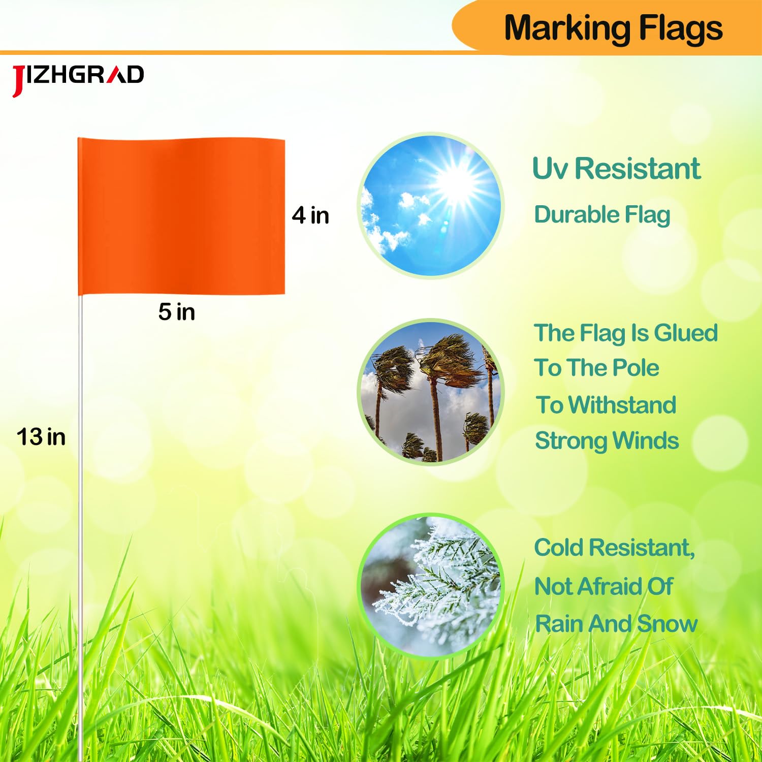 JIZHGRAD orange marking flags aid dog training with high visibility during outdoor sessions.