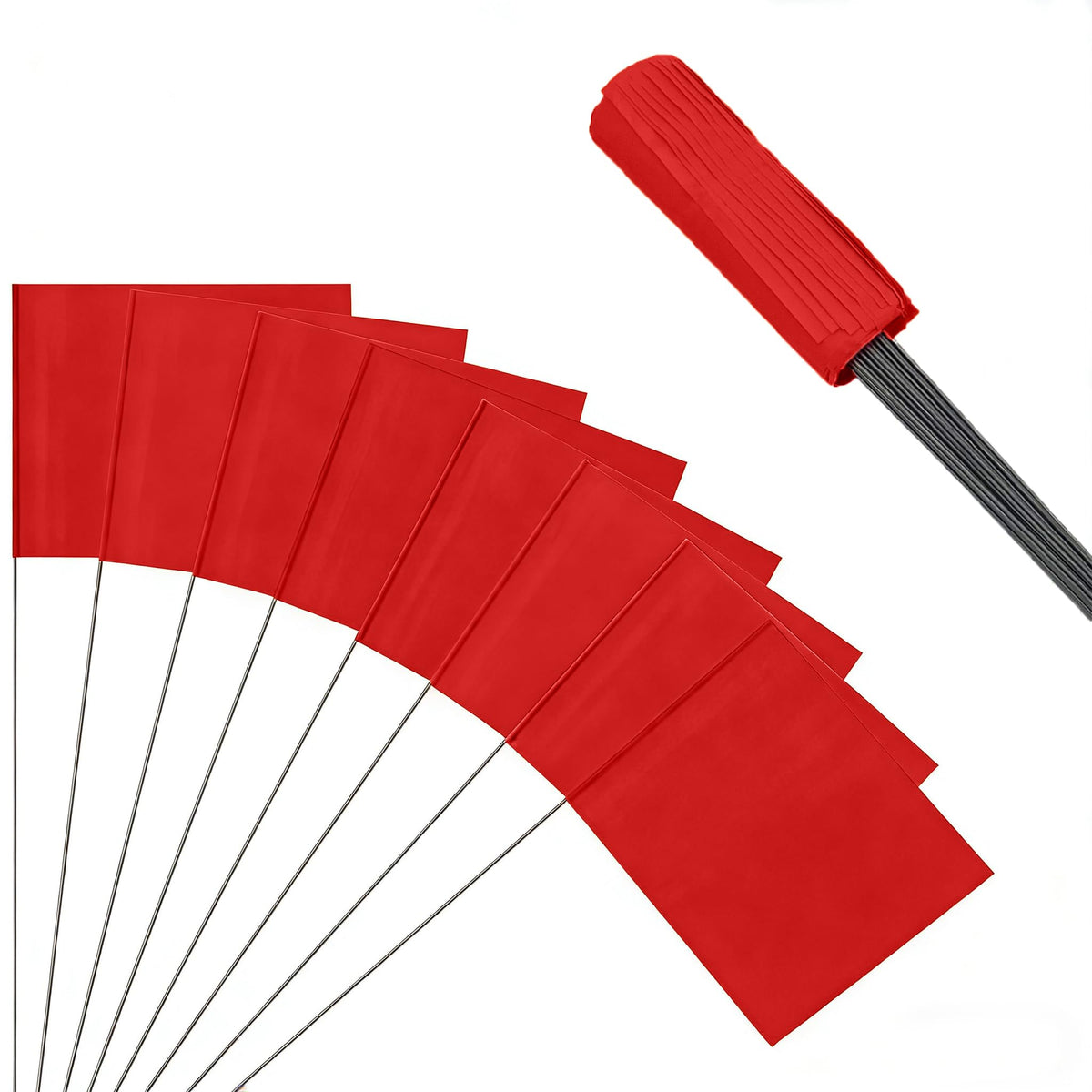 JIZHGRAD red marker flag 13x4x5 marking yard boundaries with high visibility.