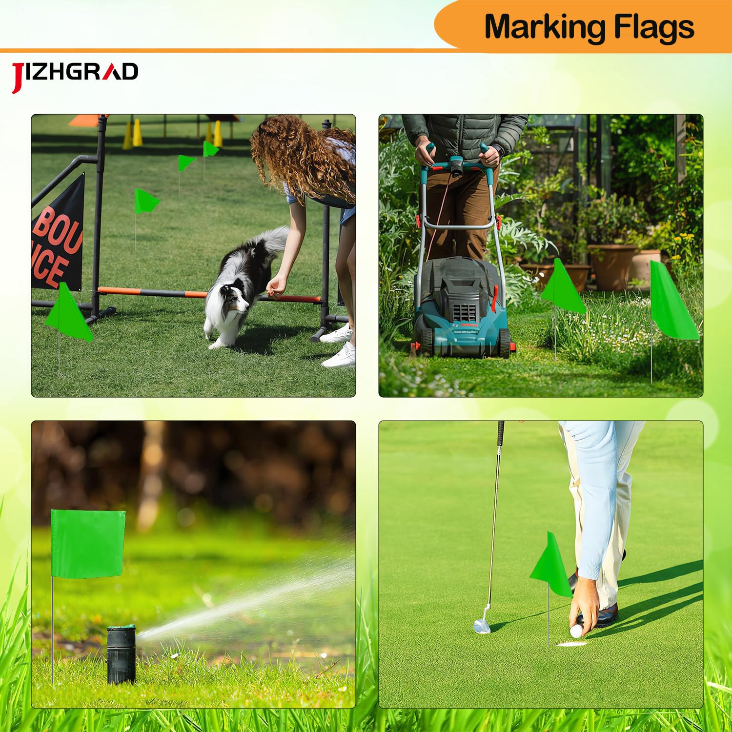 JIZHGRAD sprinkler marking flags keep lines visible during irrigation