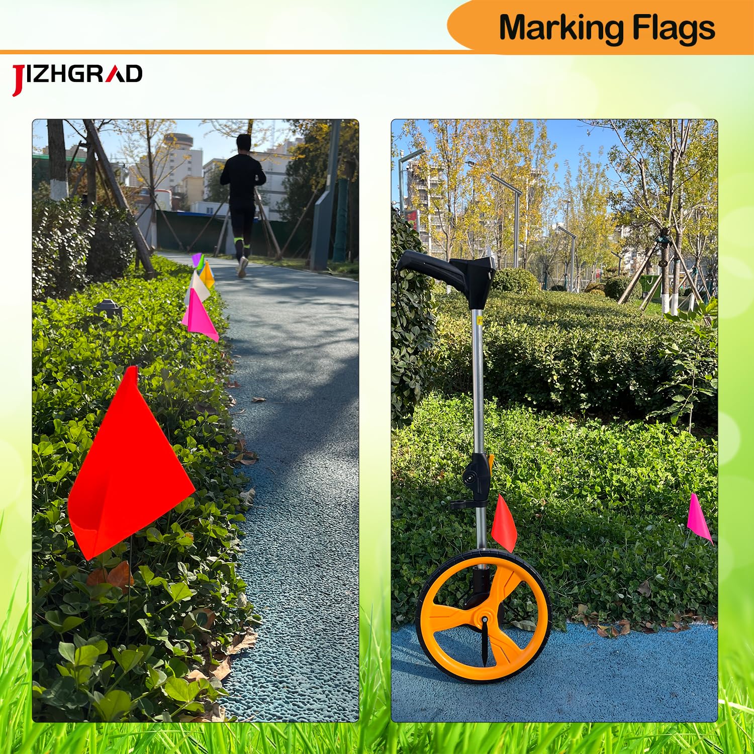 JIZHGRAD survey-landscape flags enable precise route marking on sites.
