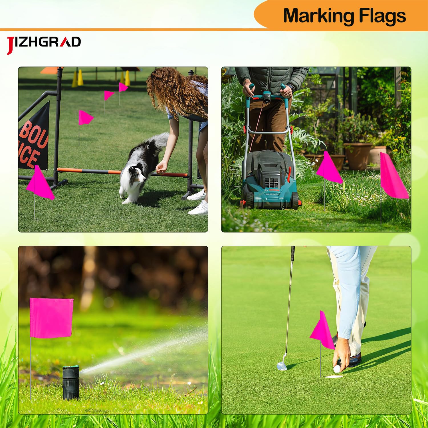 JIZHGRAD yard boundary flags define lawn edges clearly and safely