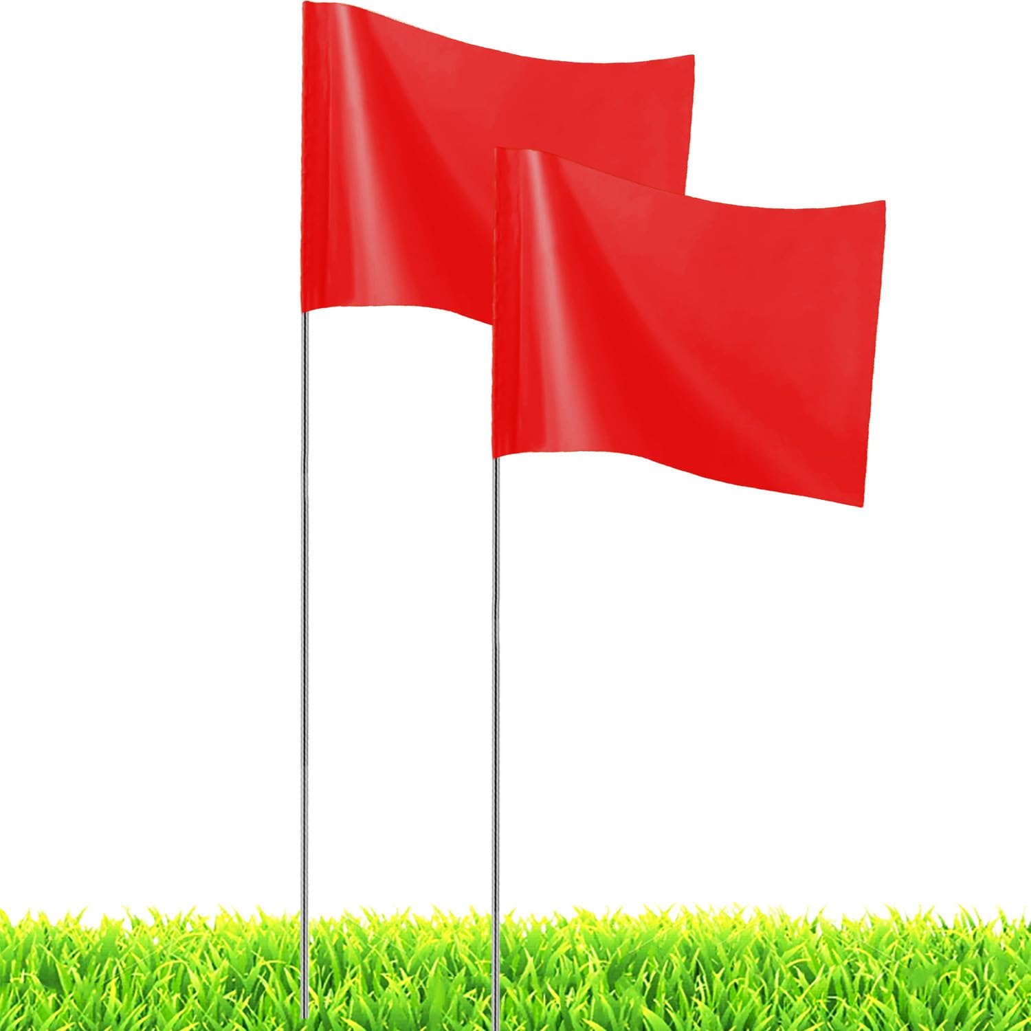 JIZHGRAD yard flags, bright red in ground, high visibility for marking boundaries.