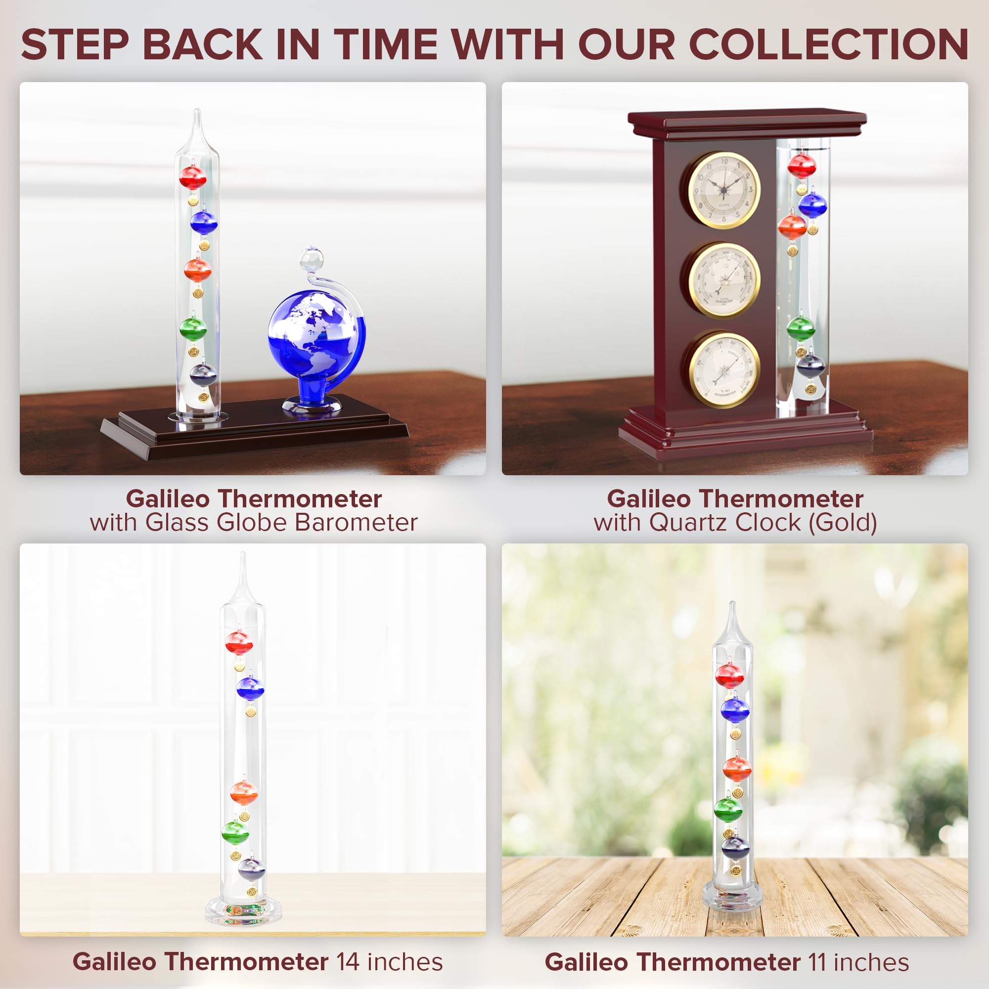 JJ Care Galileo thermometer on a shelf as a decorative display