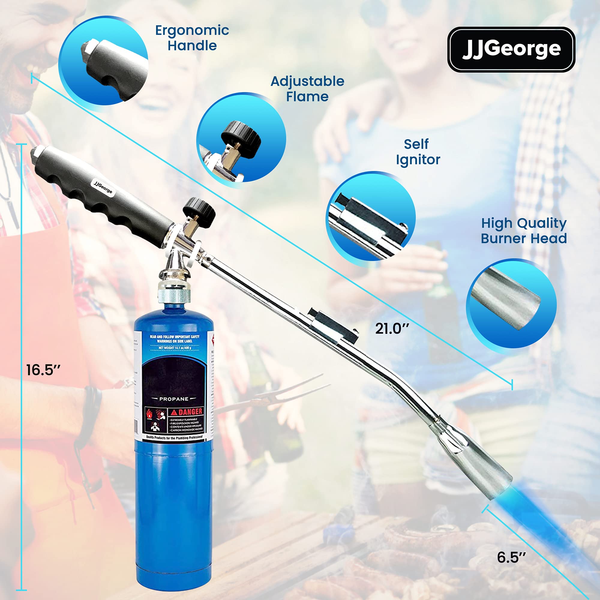 Lights charcoal in about 45–60 seconds for faster barbecue prep.