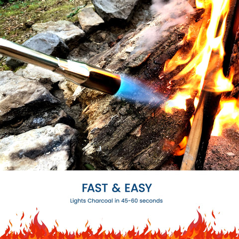 JJGeorge cord-free design shows the torch ready for outdoors without outlets.