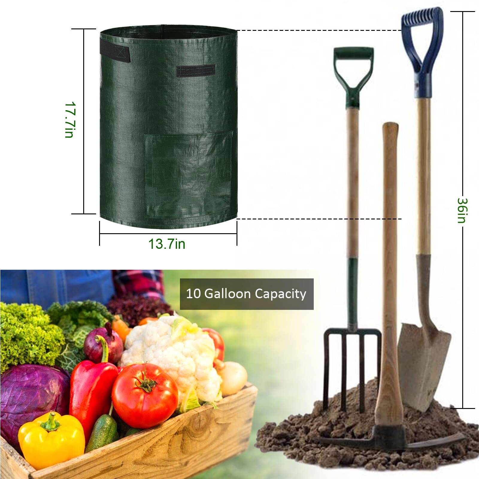 JJGoo 10-gallon bag side view for easy placement and airflow.
