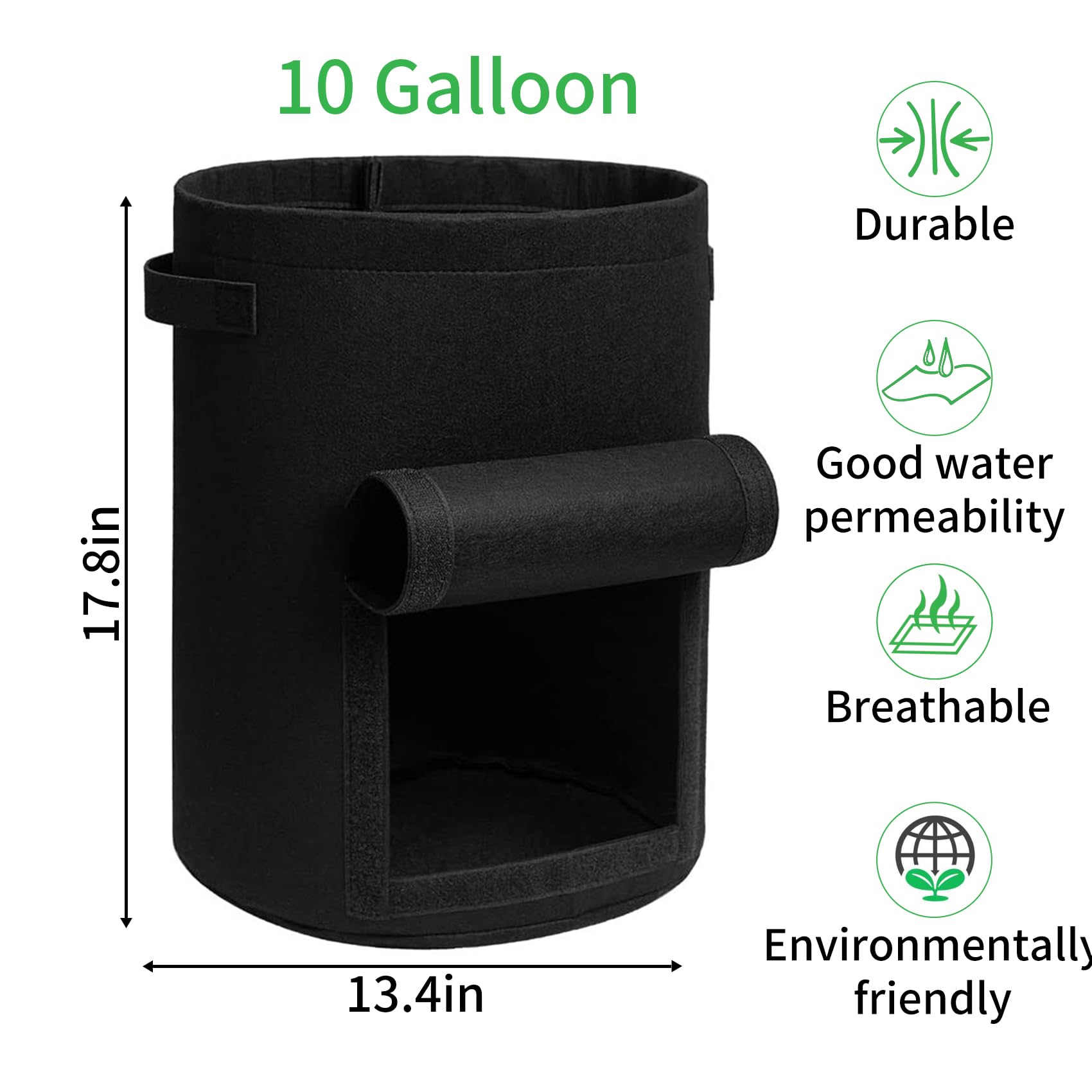 JJGoo grow bag with heavy-duty handles for easy transport.