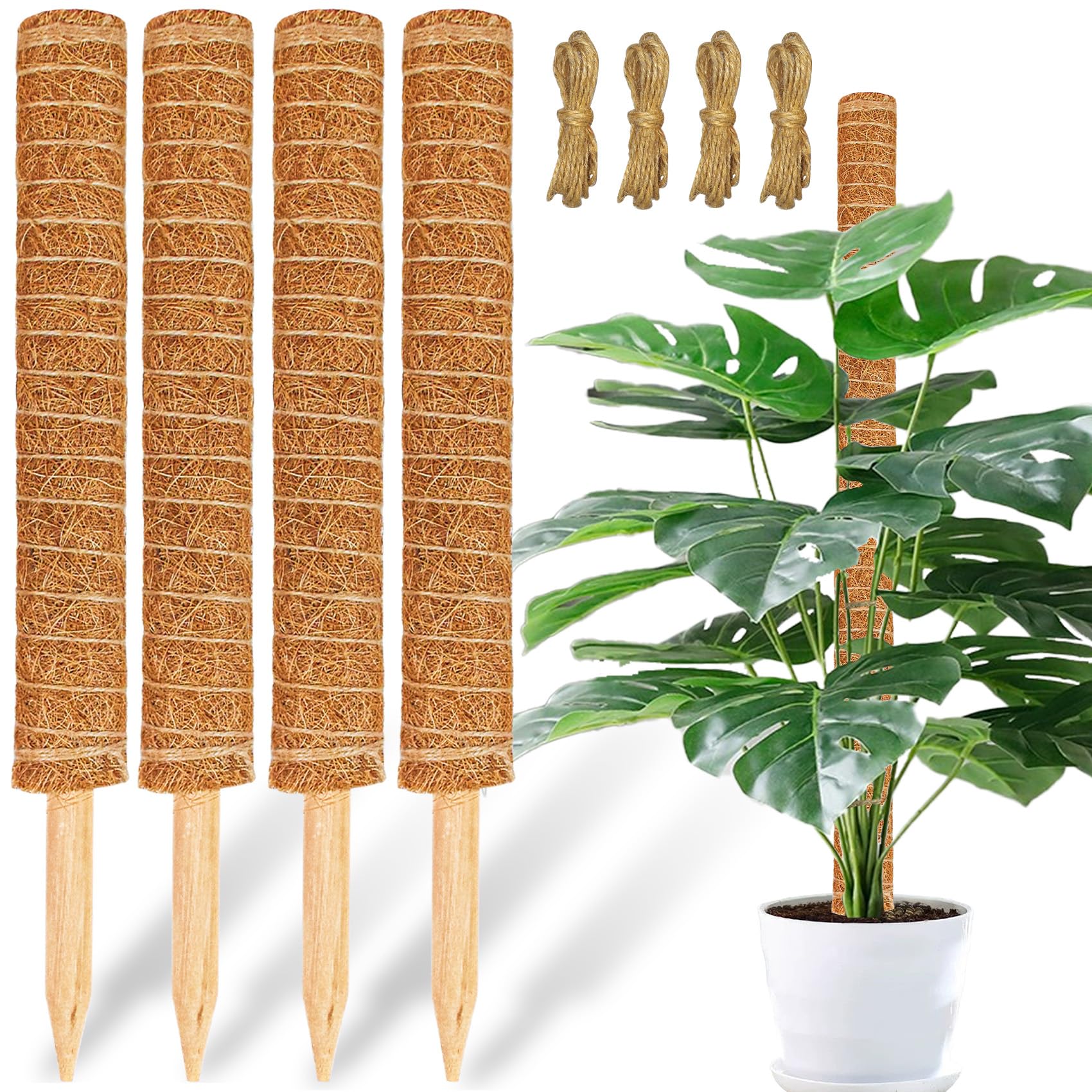 JJGoo moss pole 17-inch offers sturdy vertical support for indoor plants.