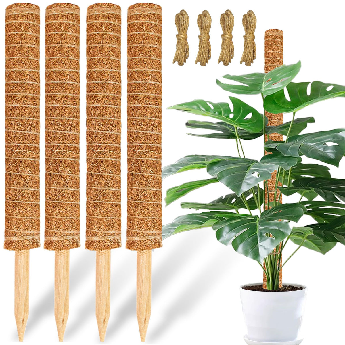 JJGoo moss pole 17-inch offers sturdy vertical support for indoor plants.