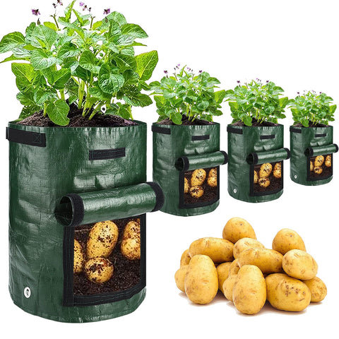 JJGoo Potato Grow Bags 4-Pack for space-saving vegetable gardening.