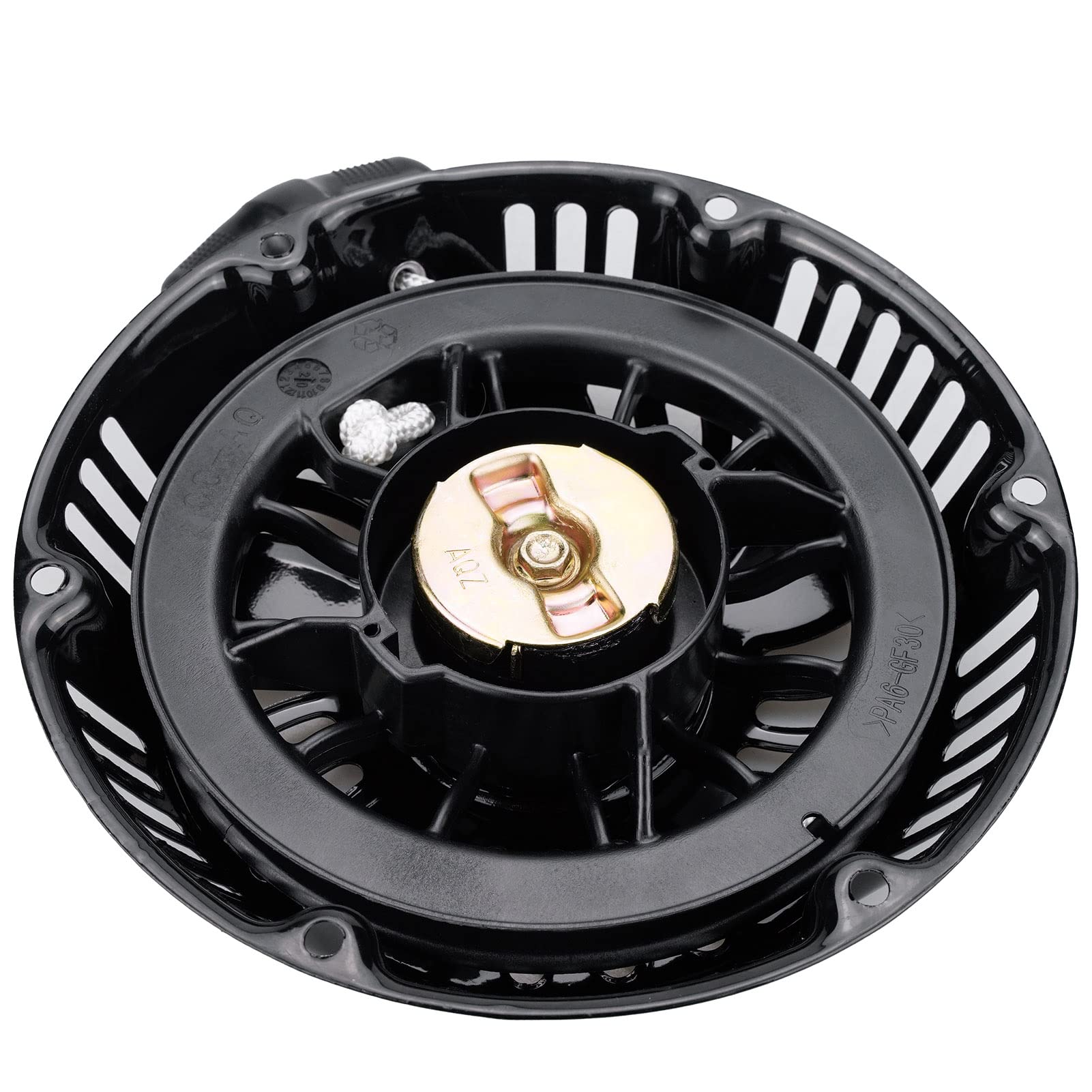 JJing 60340-compatible recoil starter — side angle; includes mounting bolts for easy installation.