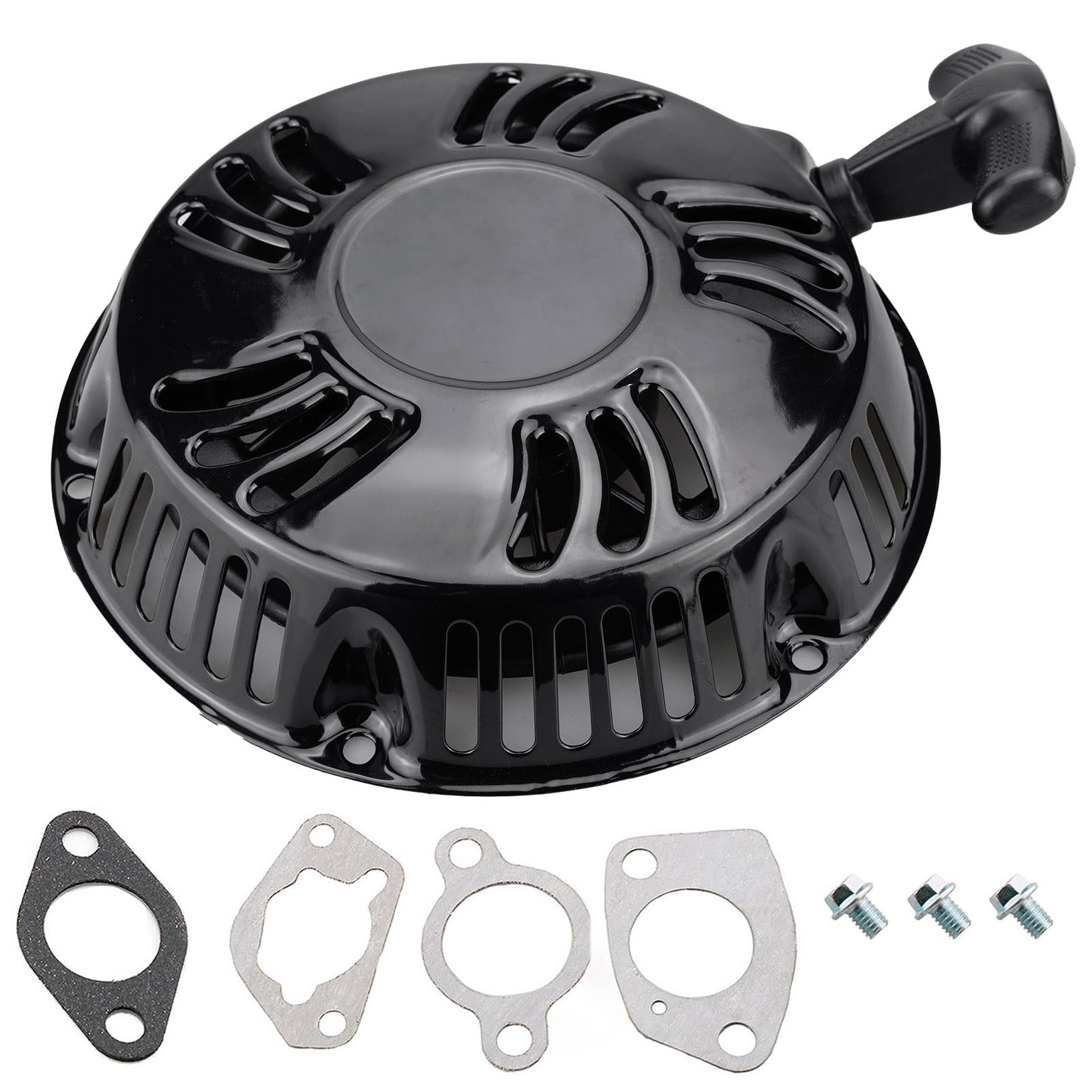 JJing recoil starter assembly for Predator 420 — front view; durable pull cord for reliable starts.