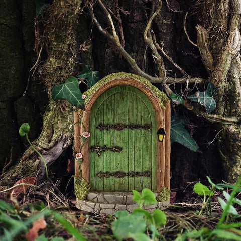 JJLFresheners Green Fairy Door designed for outdoor durability in any weather.