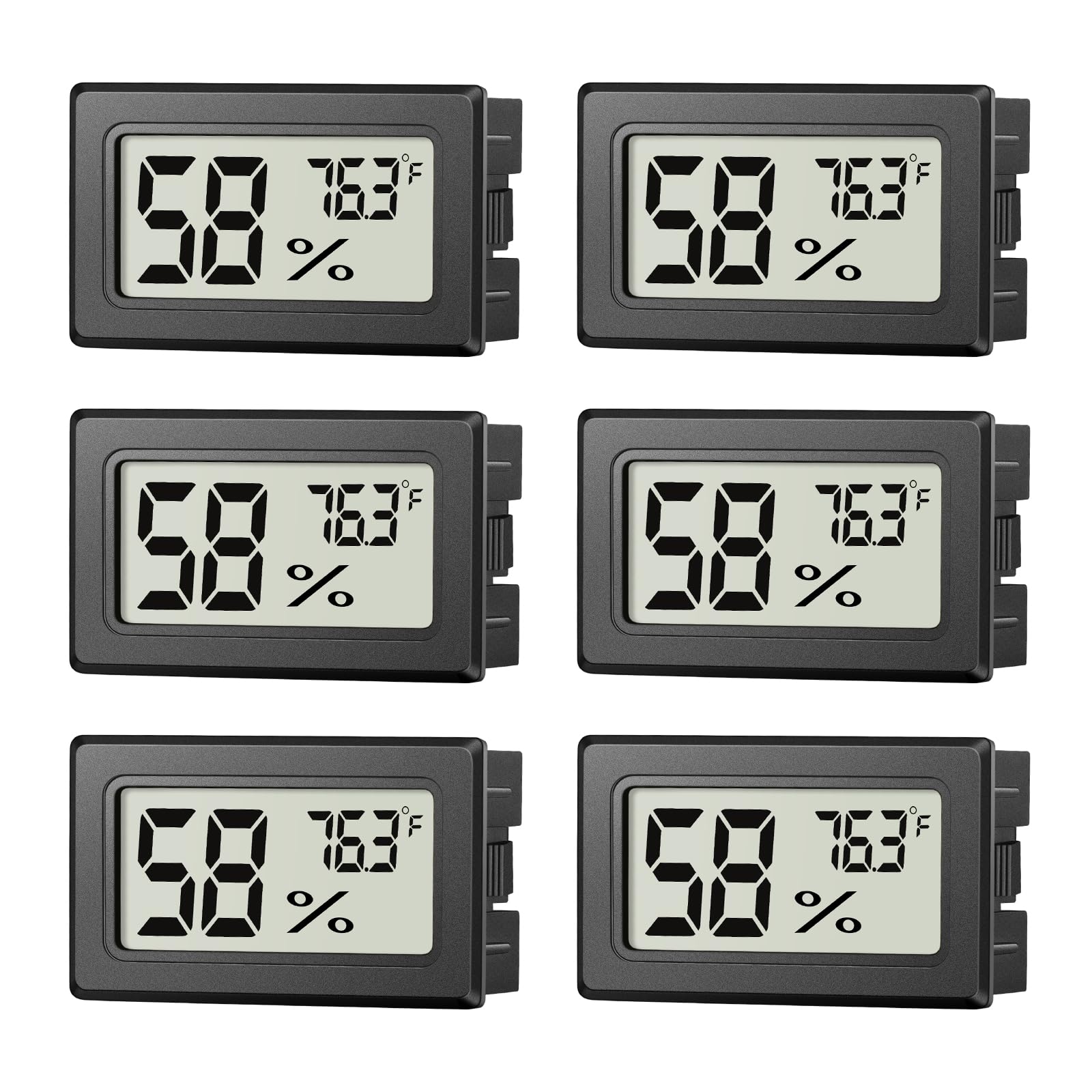 JJMTDS mini hygrometer display showing clear readings for quick room checks