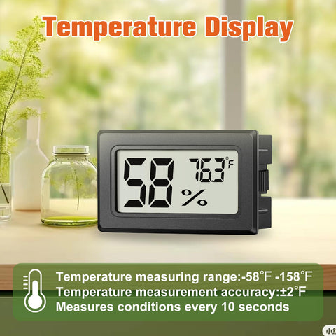 JJMTDS mini hygrometer in reptile tank setup ensures stable humidity