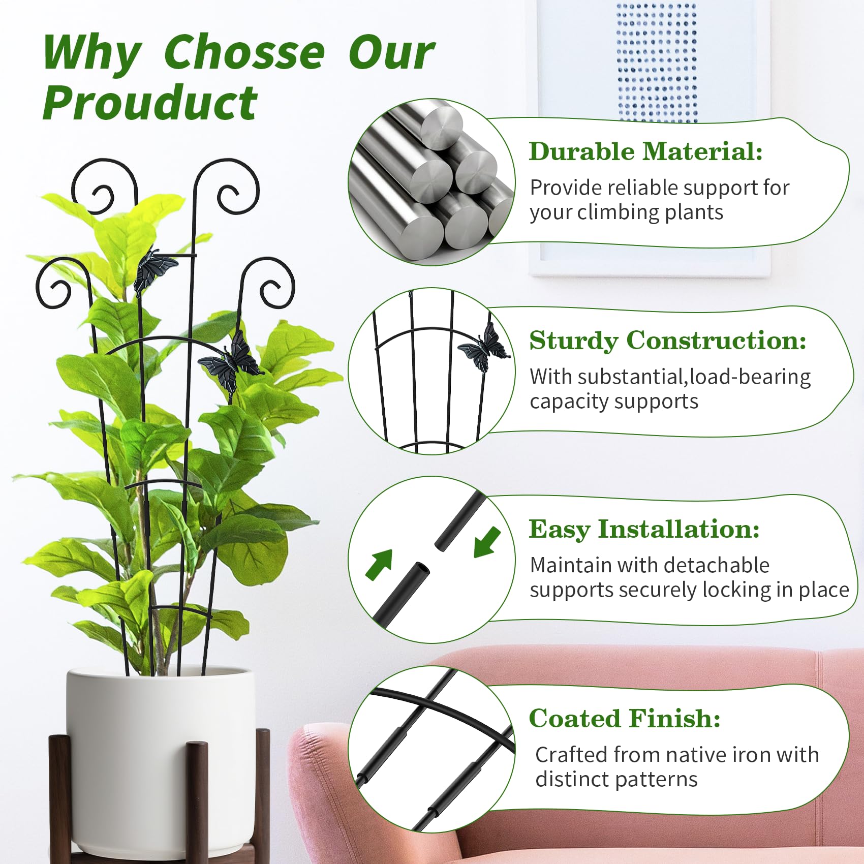 JJSHUANL rust-proof coating resists weather for long-term use.